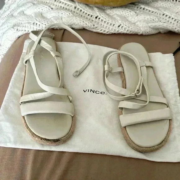 Vince Shoes - VINCE Ivory Strappy Ankle Strap Adjustable Smith Round Toe Leather size 7M